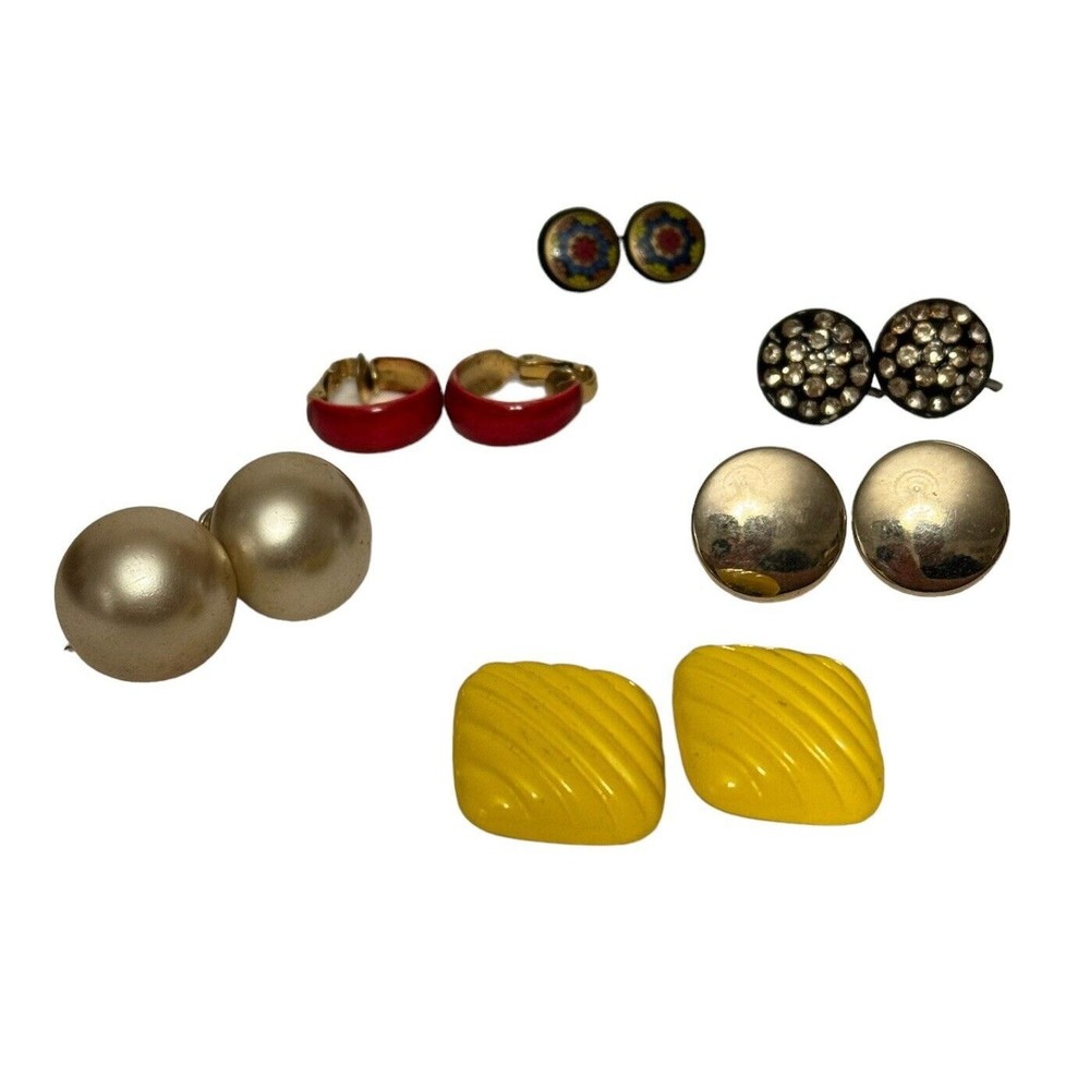 Vintage Clip-on Earrings‎ Lot Of 6 Pairs